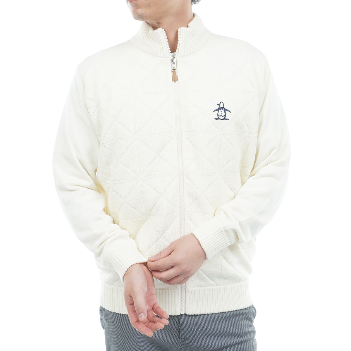 裏地付きフルジップ地柄セーター(中間着(セーター、トレーナー