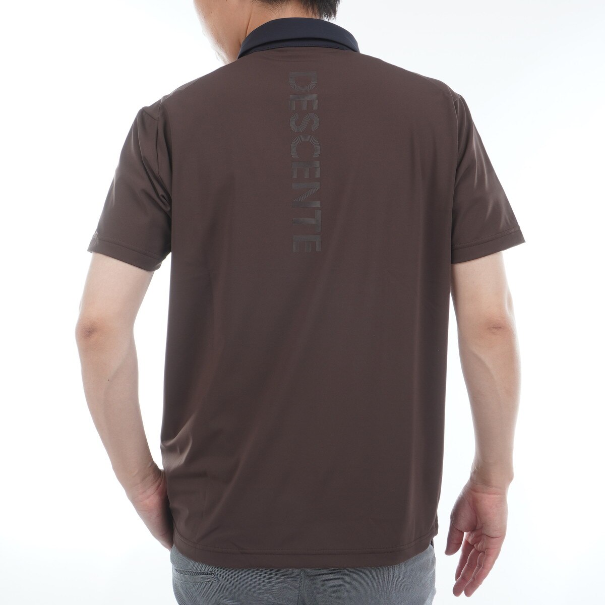 ストレッチ バックロゴプリント半袖ポロシャツ(半袖シャツ