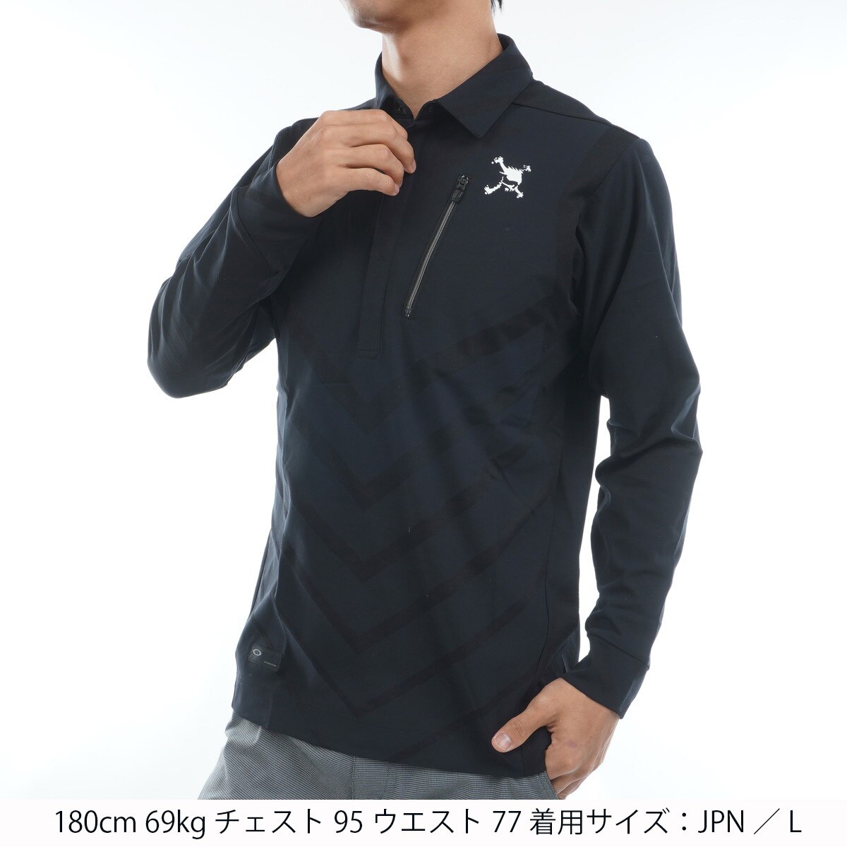 スカル ストレッチ CUNNINGLY ジャカード長袖ポロシャツ(長袖シャツ