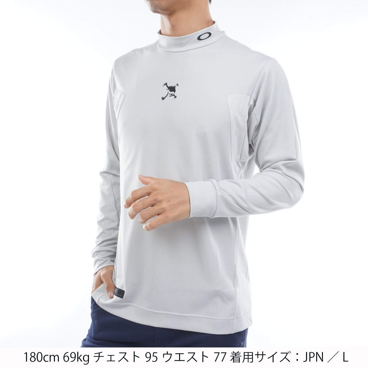 スカル THICKNESS ストレッチモックネック長袖シャツ(長袖シャツ