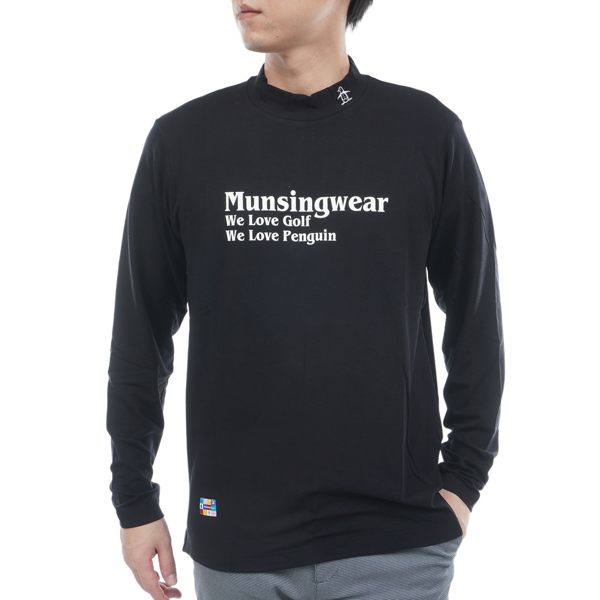 ストレッチ ロゴプリント 長袖モックネックシャツ(長袖シャツ