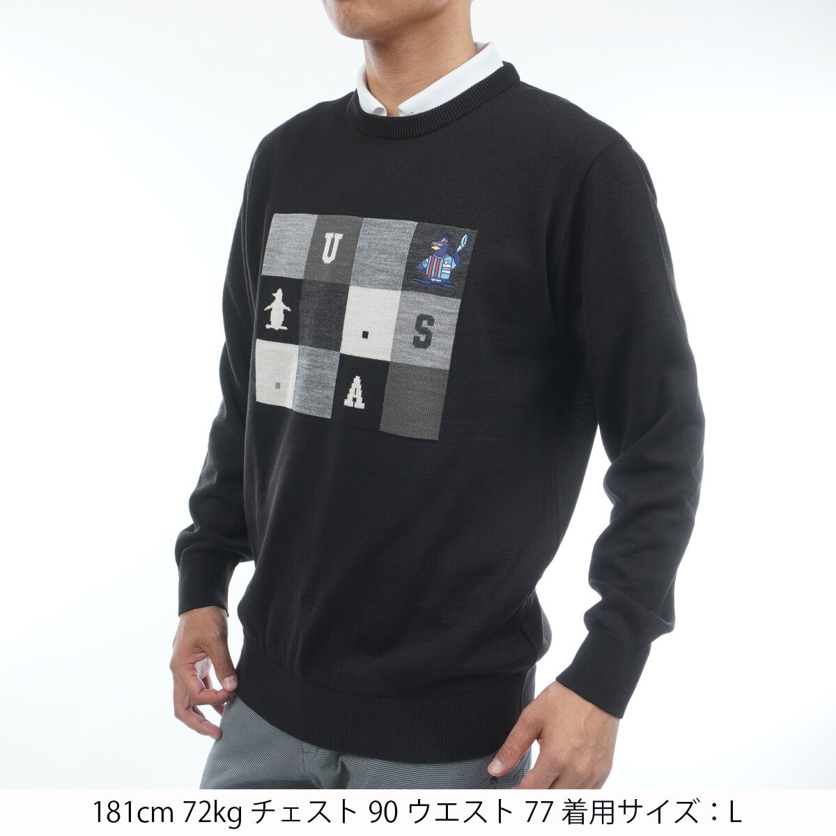 ブロッキングインターシャ クルーネックセーター(中間着(セーター