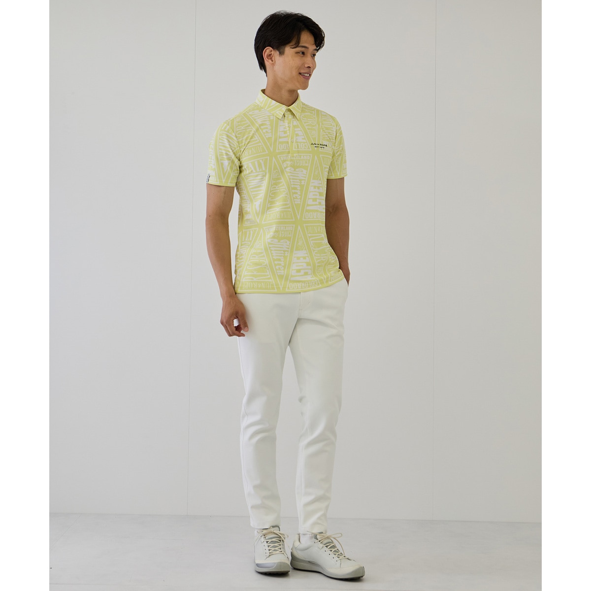 ドライ鹿の子 ペナントプリント半袖ポロシャツ(半袖シャツ・ポロシャツ