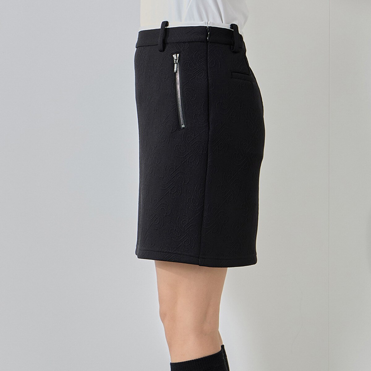 ジュン アンド ロペ　JUN & ROPE　ロゴキルト風 ジャカード ファスナー付きスカート　レディス ロゴキルト風 ジャカード ファスナー付きスカート レディス(スカート