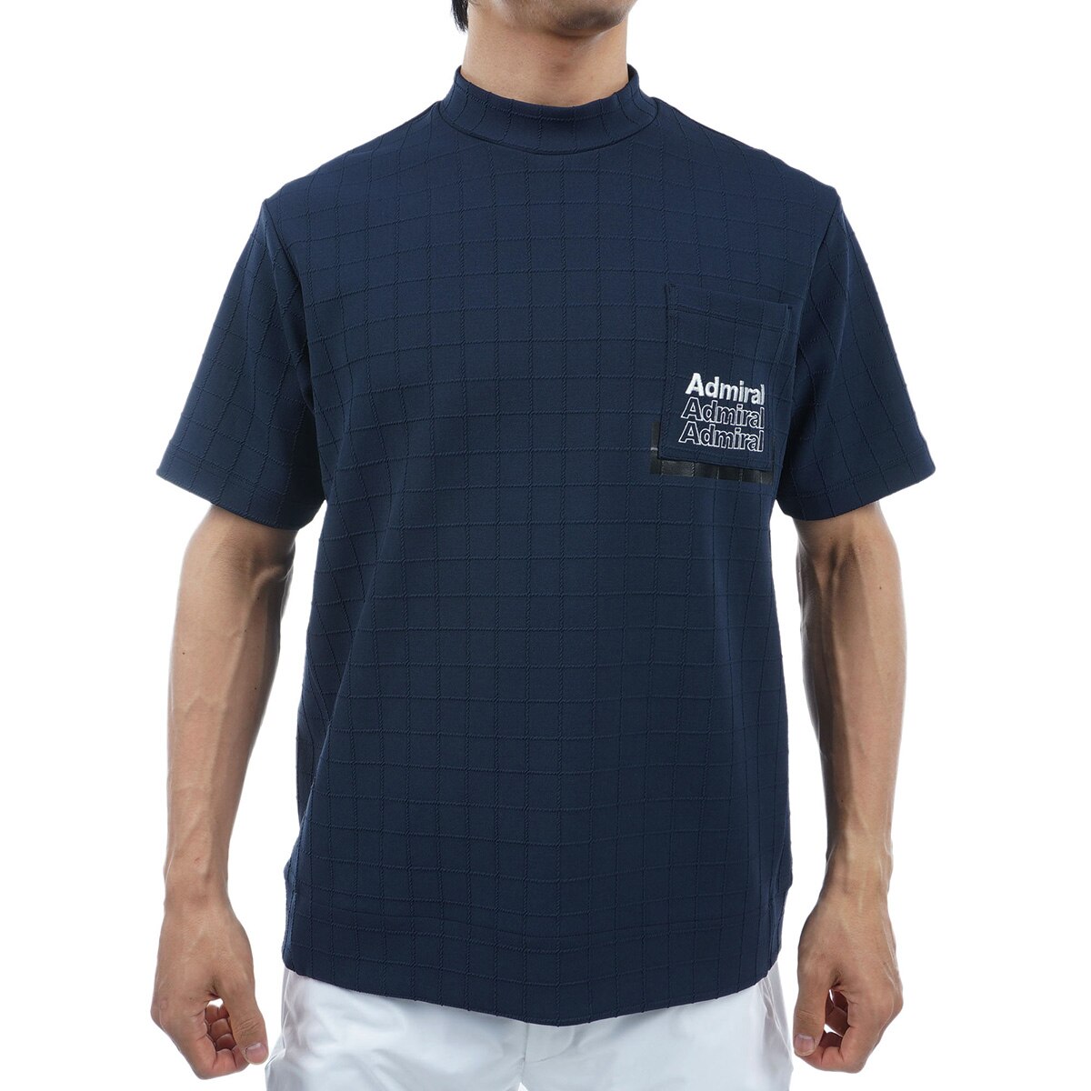 Admiralgolf グリッド オーバー 半袖 モックシャツMサイズ　ブラック セール・アウトレット】ストレッチ グリッドオーバー 半袖モック