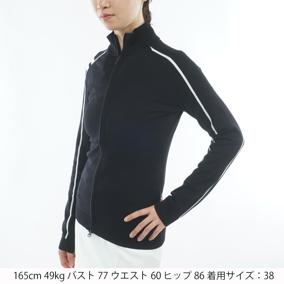 インターシャフルジップモックセーター レディス(中間着(セーター