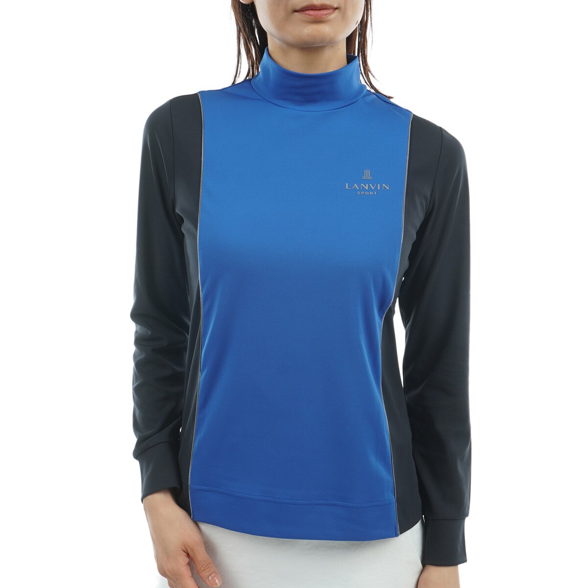 ストレッチ ブロッキングモックネック長袖シャツ レディス(長袖シャツ