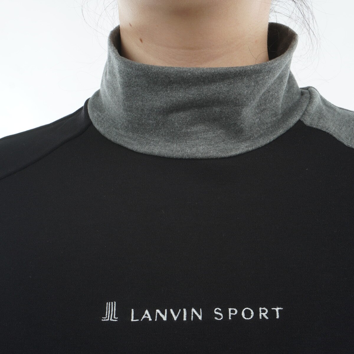 新品 LANVIN SPORT 長袖ポロシャツ 40 ゴルフ ブラック L LANVIN SPORT ランバン レディース 長袖 ポロシャツ 秋冬 VLS108227