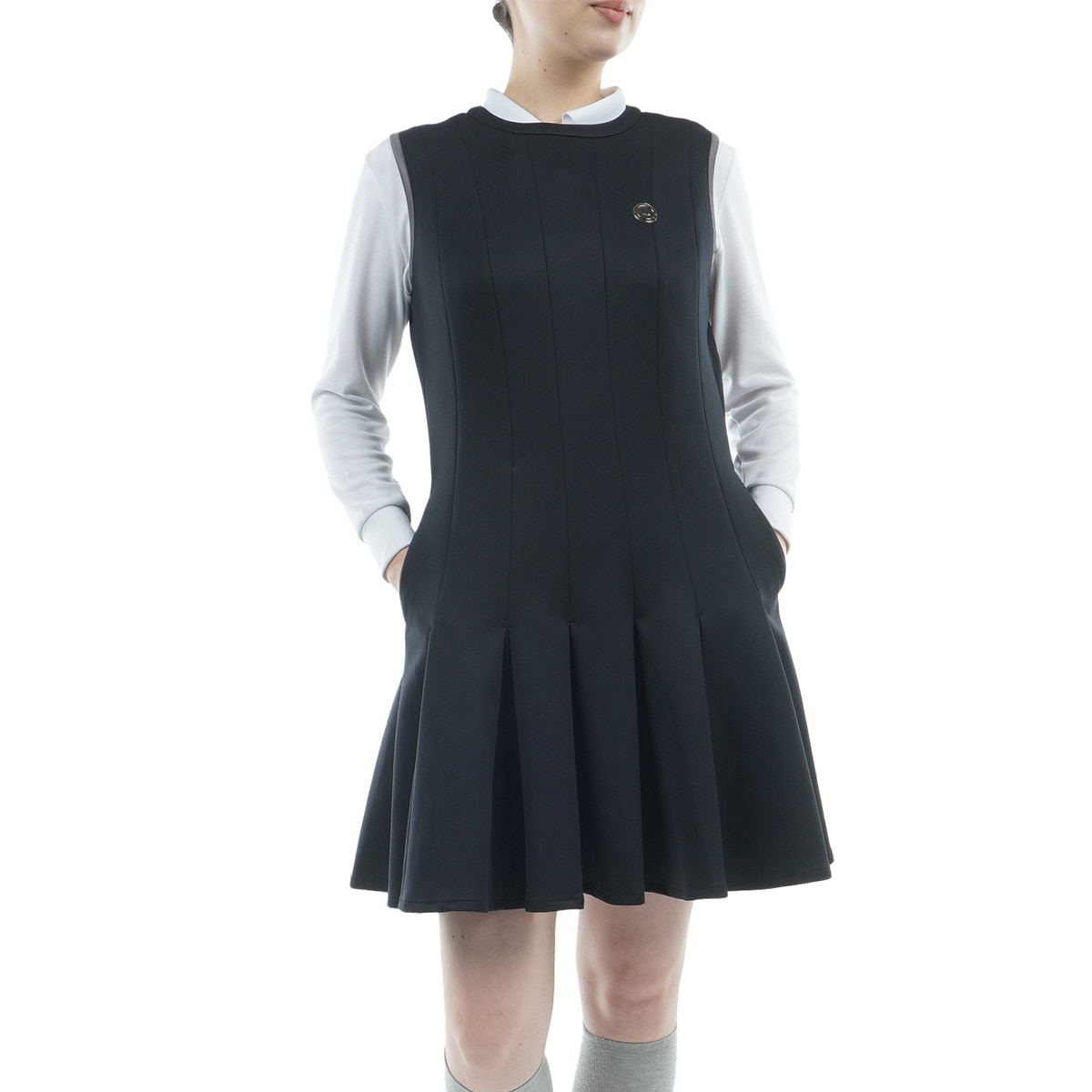 DELSOL GOLF ハーフジップ モックネック ワンピース 半袖