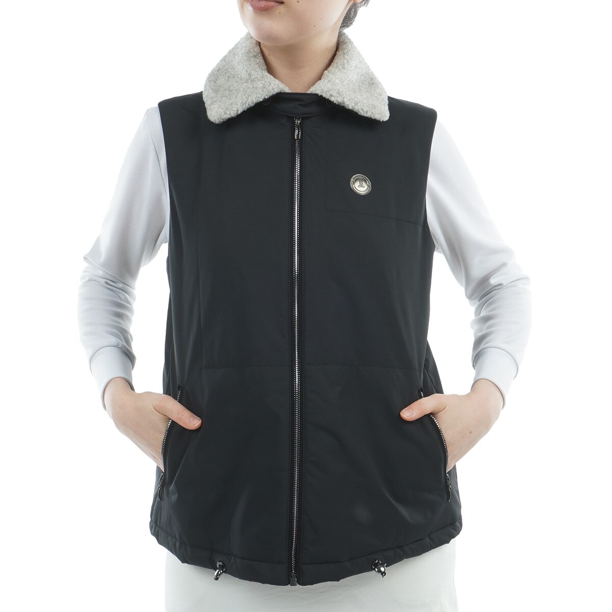 定価64900円【新品】レディース36ランバンスポール フルジップ中綿ベスト黒 LANVIN SPORT ランバン スポール - ベスト -デサントストア-DESCENTE