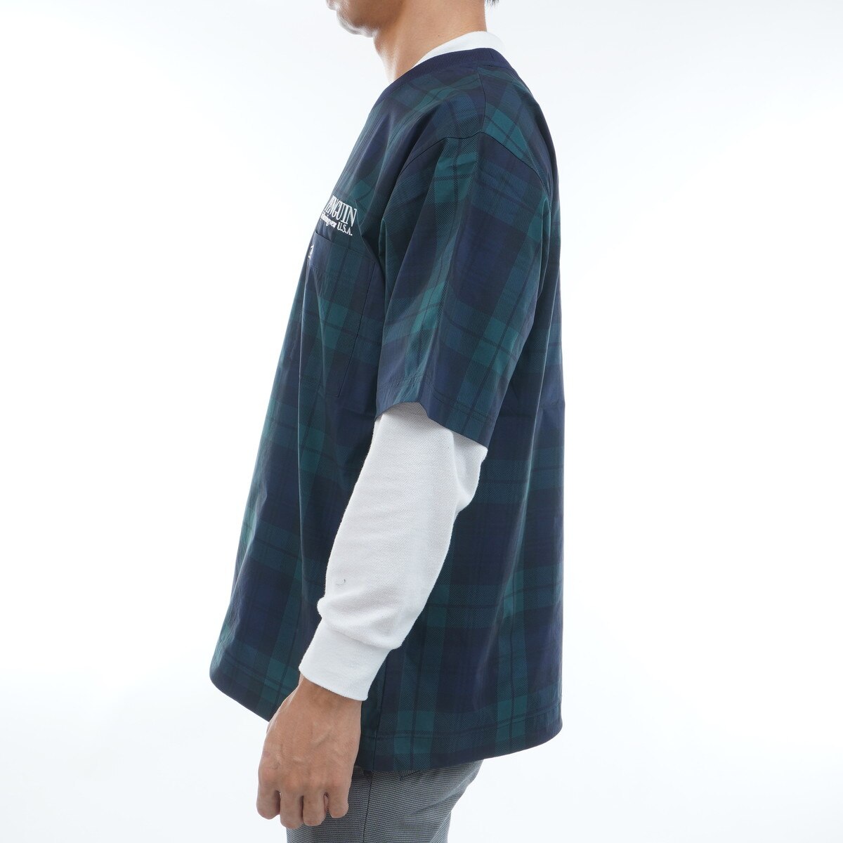 ペンギン バイ マンシングウェア　Penguin by Munsingwear　ストレッチ ユーティリティ半袖チェックジャケット ストレッチ ユーティリティ半袖チェックジャケット(アウター(ブルゾン