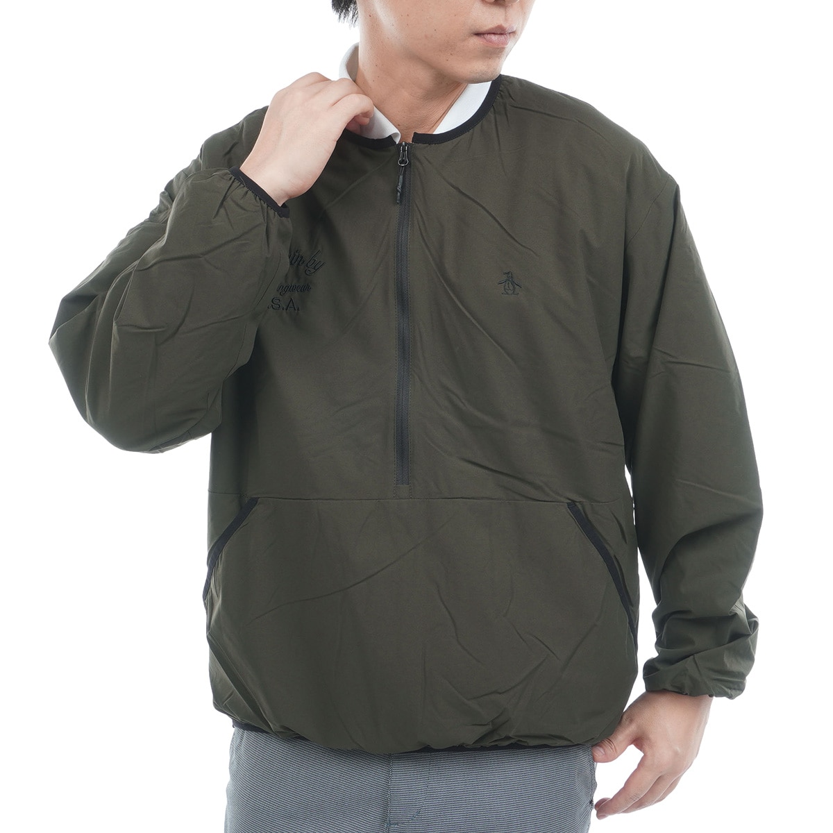 ストレッチ ブラッシュドメッシュライニングプルオーバー(中間着