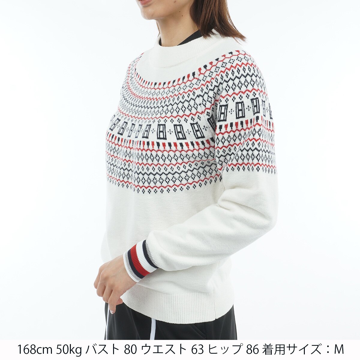 フェアアイル柄 ハイネックセーター レディス(中間着(セーター