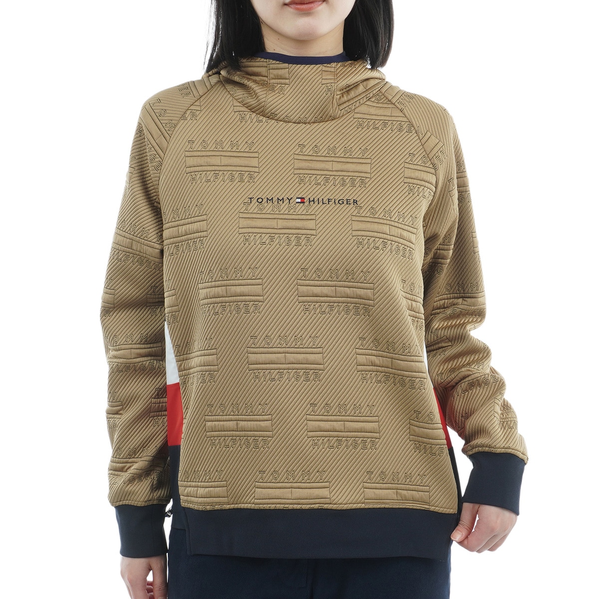 ストレッチ キルトジャカード プルオーバーフーディー レディス(中間着