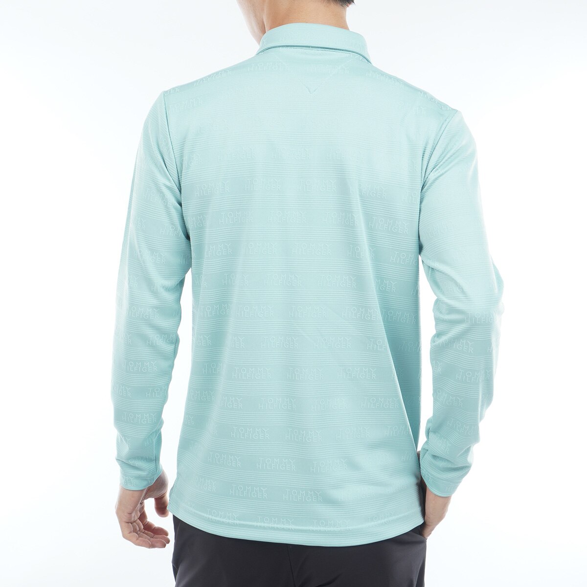 ストレッチ ロゴジャカード 台衿付き長袖ポロシャツ(長袖シャツ