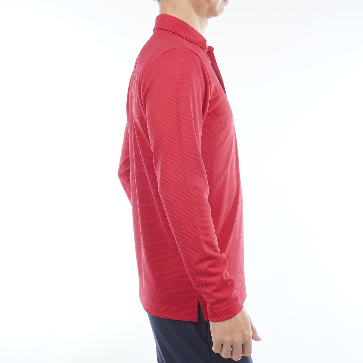 ストレッチ ロゴジャカード 台衿付き長袖ポロシャツ(長袖シャツ