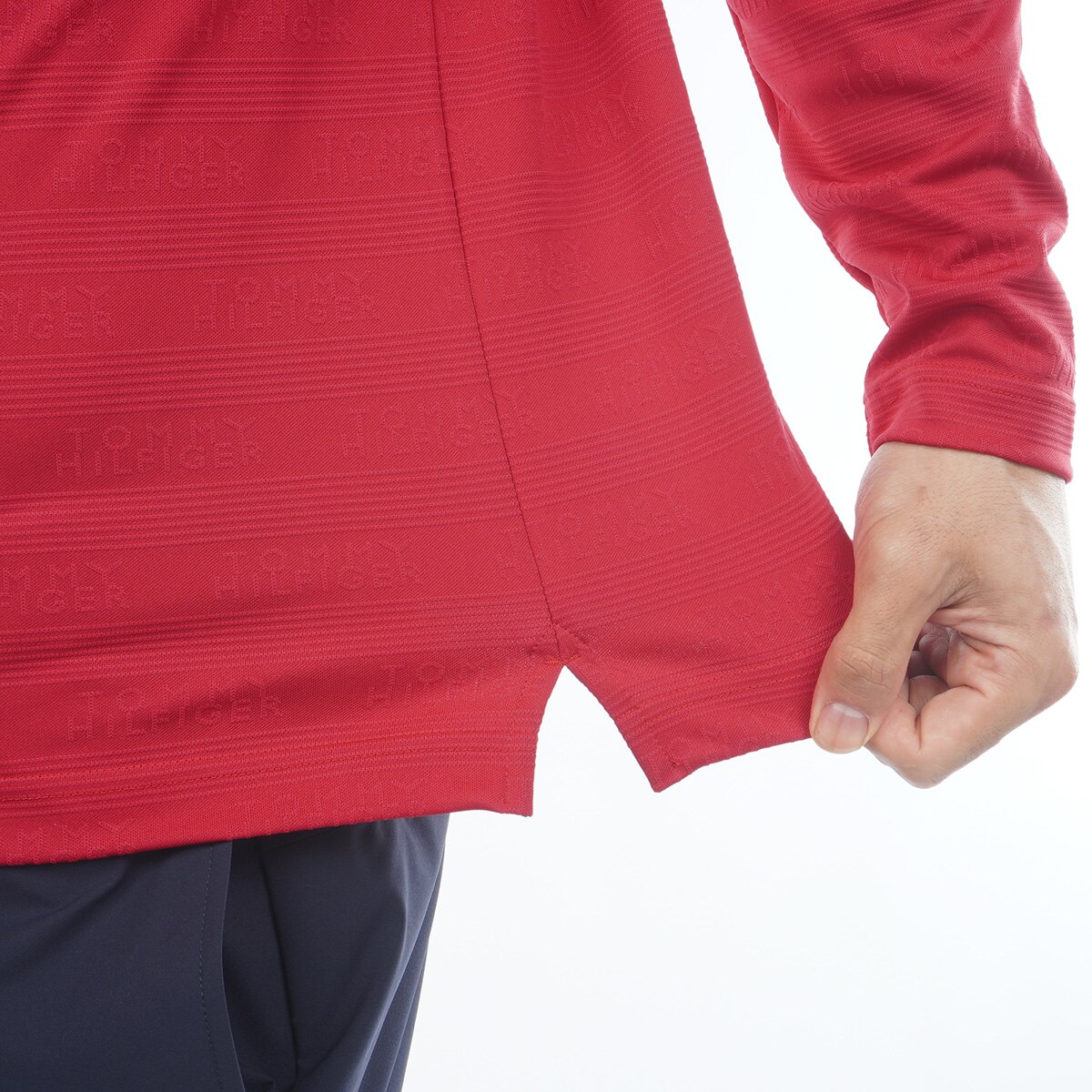 ストレッチ ロゴジャカード 台衿付き長袖ポロシャツ(長袖シャツ