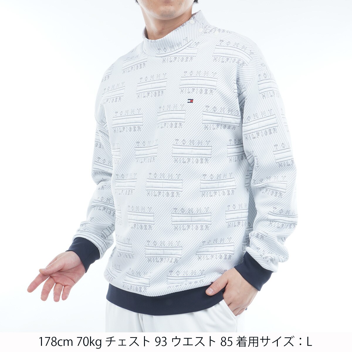 ジャカードキルト モックネックスウェット(中間着(セーター