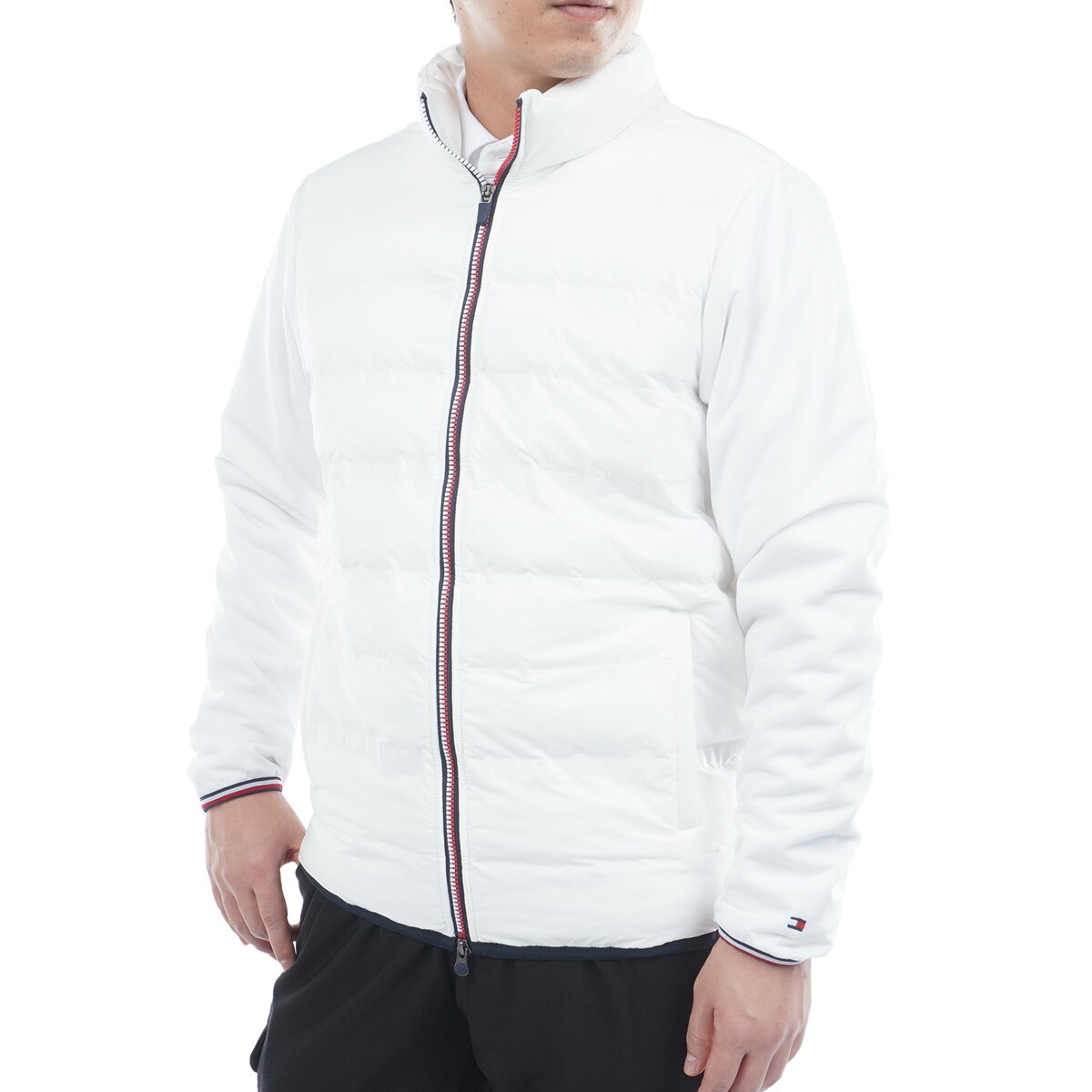 ストレッチ ロゴ入り接結キルト 中綿ジャケット(アウター(ブルゾン