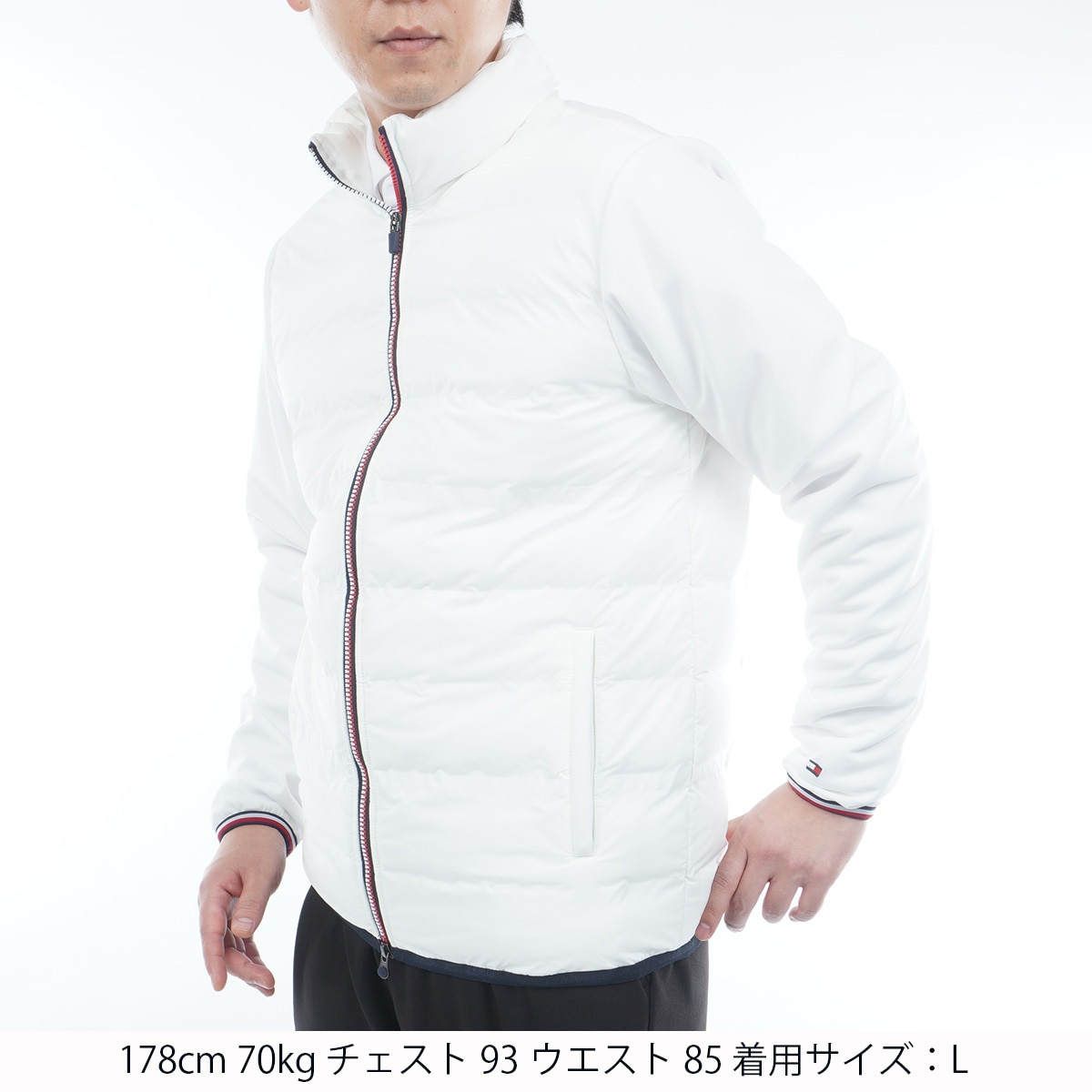 ストレッチ ロゴ入り接結キルト 中綿ジャケット(アウター(ブルゾン