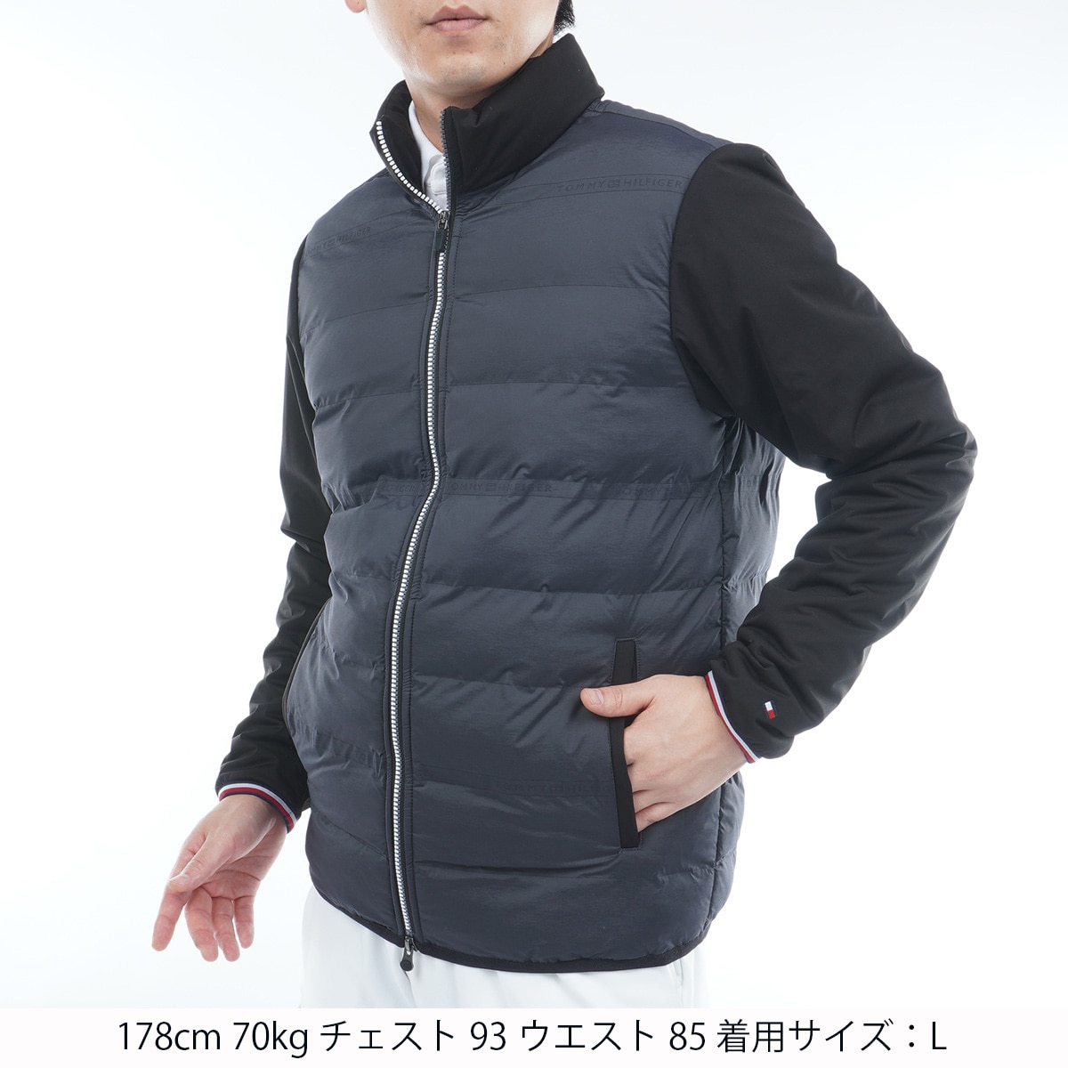 ストレッチ ロゴ入り接結キルト 中綿ジャケット(アウター(ブルゾン