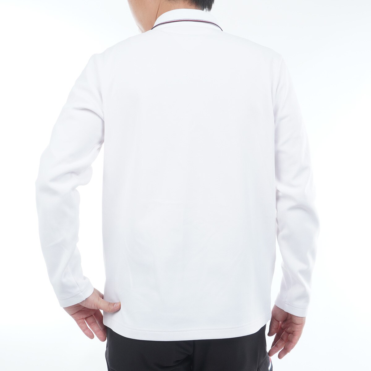 ストレッチ 裏起毛 ジップアップ 台衿付き長袖ポロシャツ(長袖シャツ