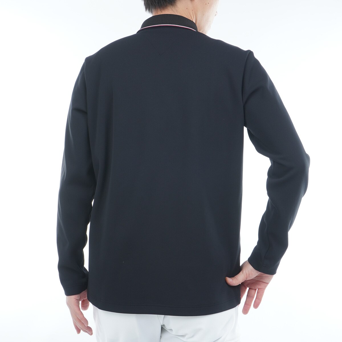 ストレッチ 裏起毛 ジップアップ 台衿付き長袖ポロシャツ(長袖シャツ