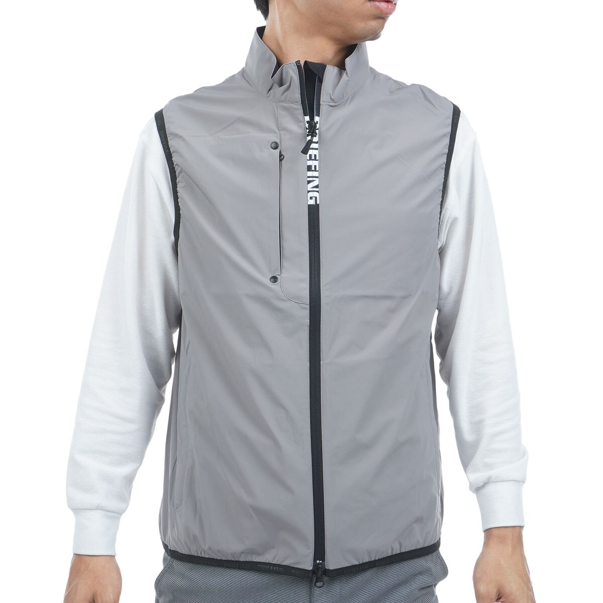 【新品】BRIEFING ブリーフィング ウインド ベスト グレー L ストレッチ ポケッタブルウインド ベスト(ベスト)|BRIEFING
