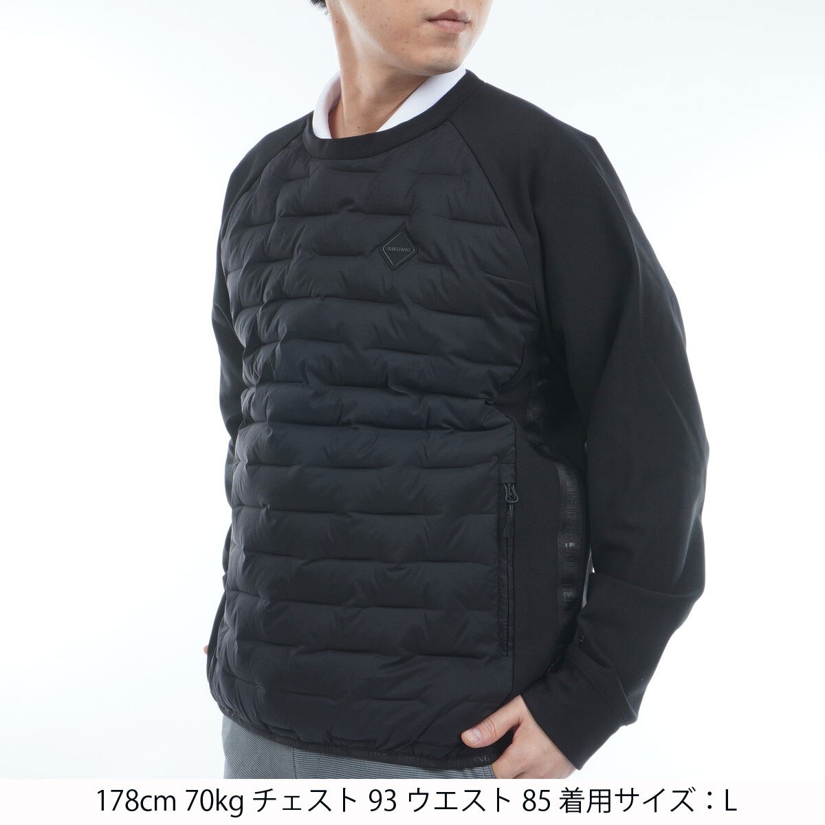 ストレッチ ハイブリッド クルーネック ダウンジャケット(アウター