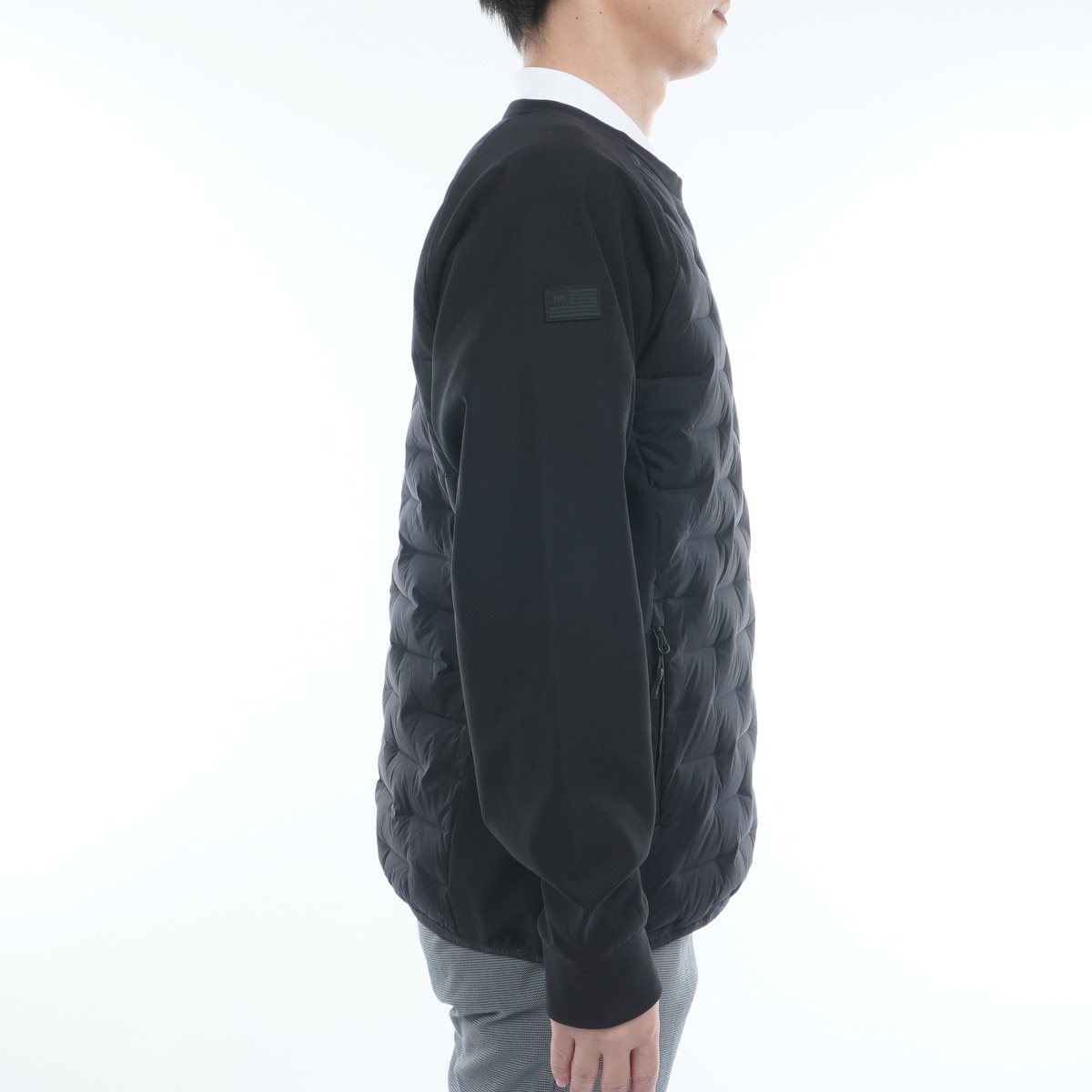 ストレッチ ハイブリッド クルーネック ダウンジャケット(アウター
