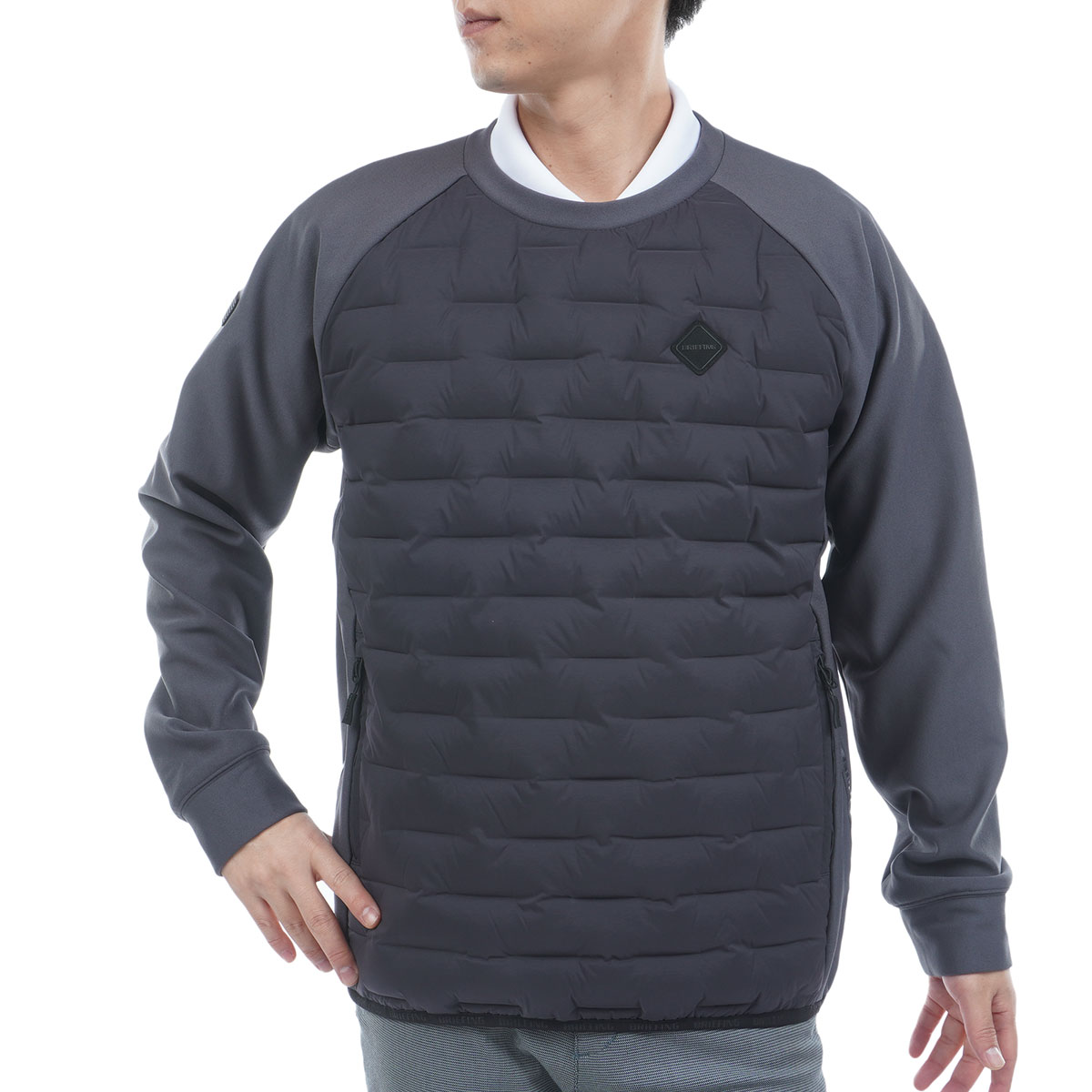 ブリーフィングゴルフハイブリッドダウンCREW NECK ブラックサイズL