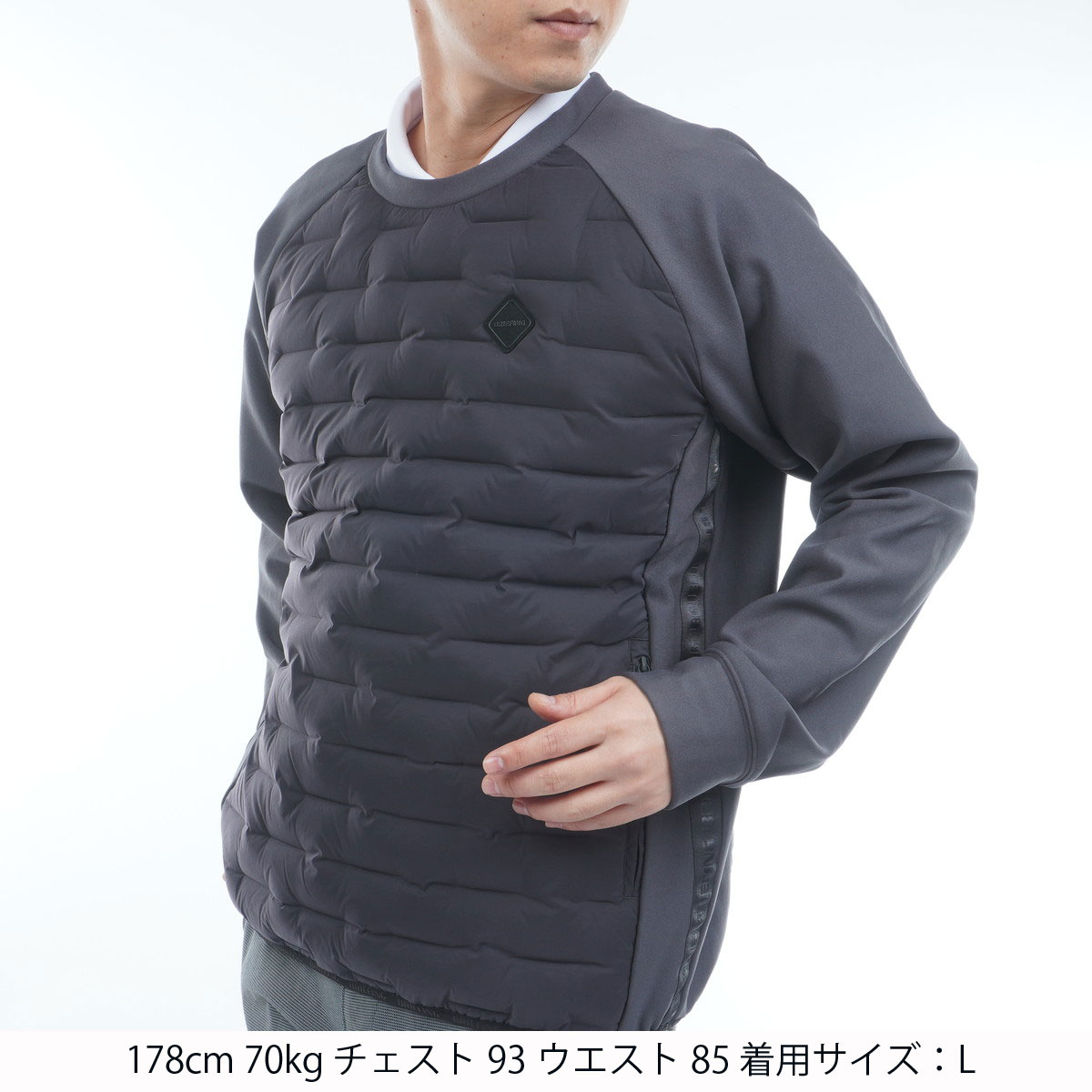 ストレッチ ハイブリッド クルーネック ダウンジャケット(アウター