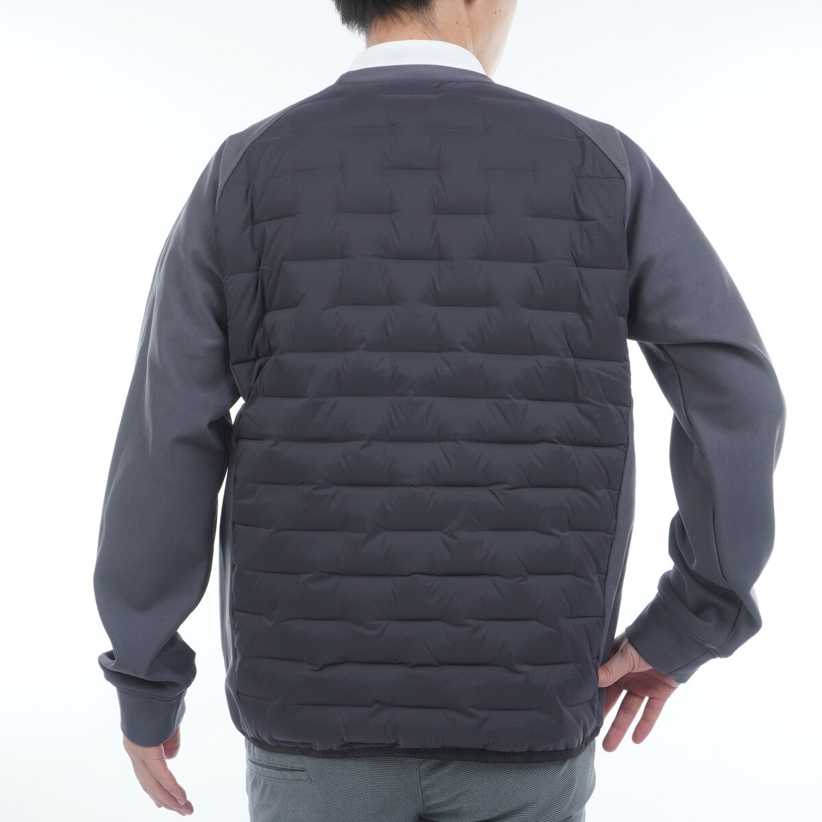 ストレッチ ハイブリッド クルーネック ダウンジャケット(アウター