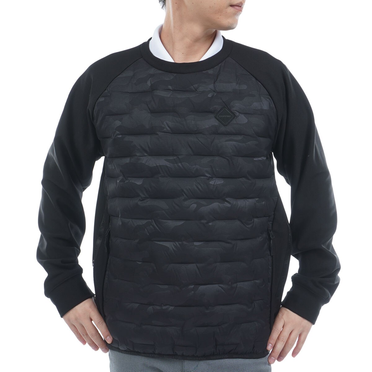 ストレッチ ハイブリッド クルーネック ダウンジャケット(アウター