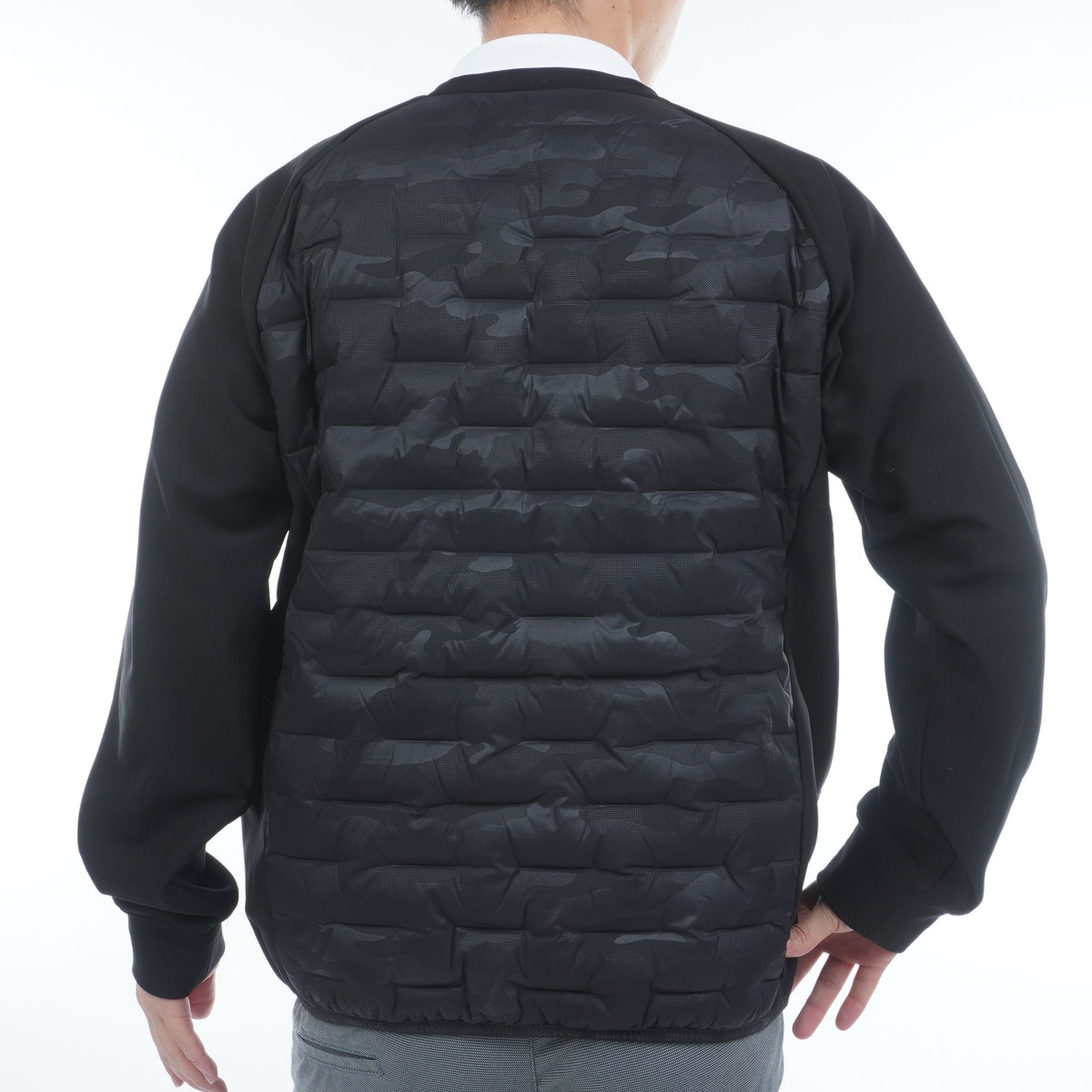 ストレッチ ハイブリッド クルーネック ダウンジャケット(アウター