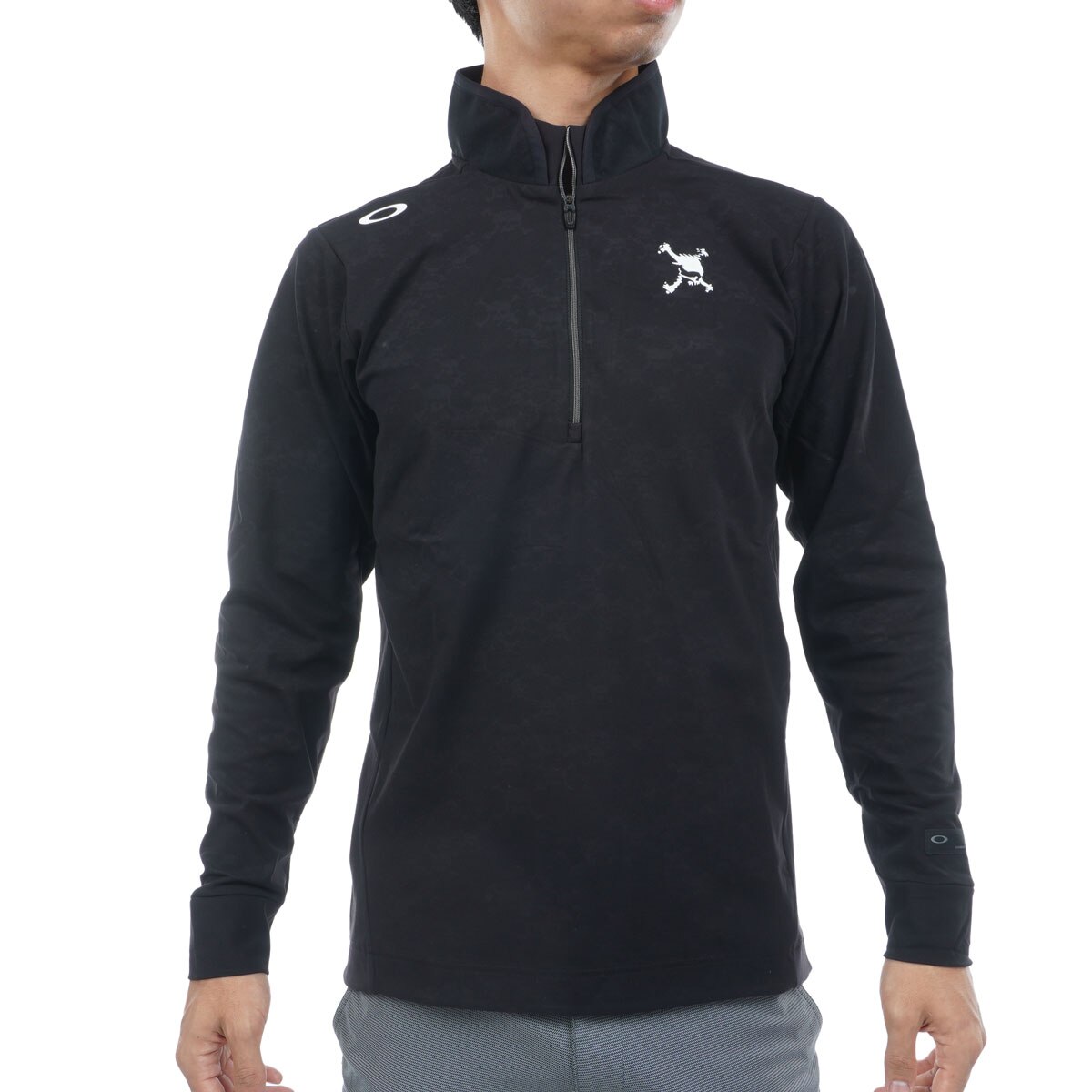 スカル EMBOSSED モックネック長袖シャツ(長袖シャツ