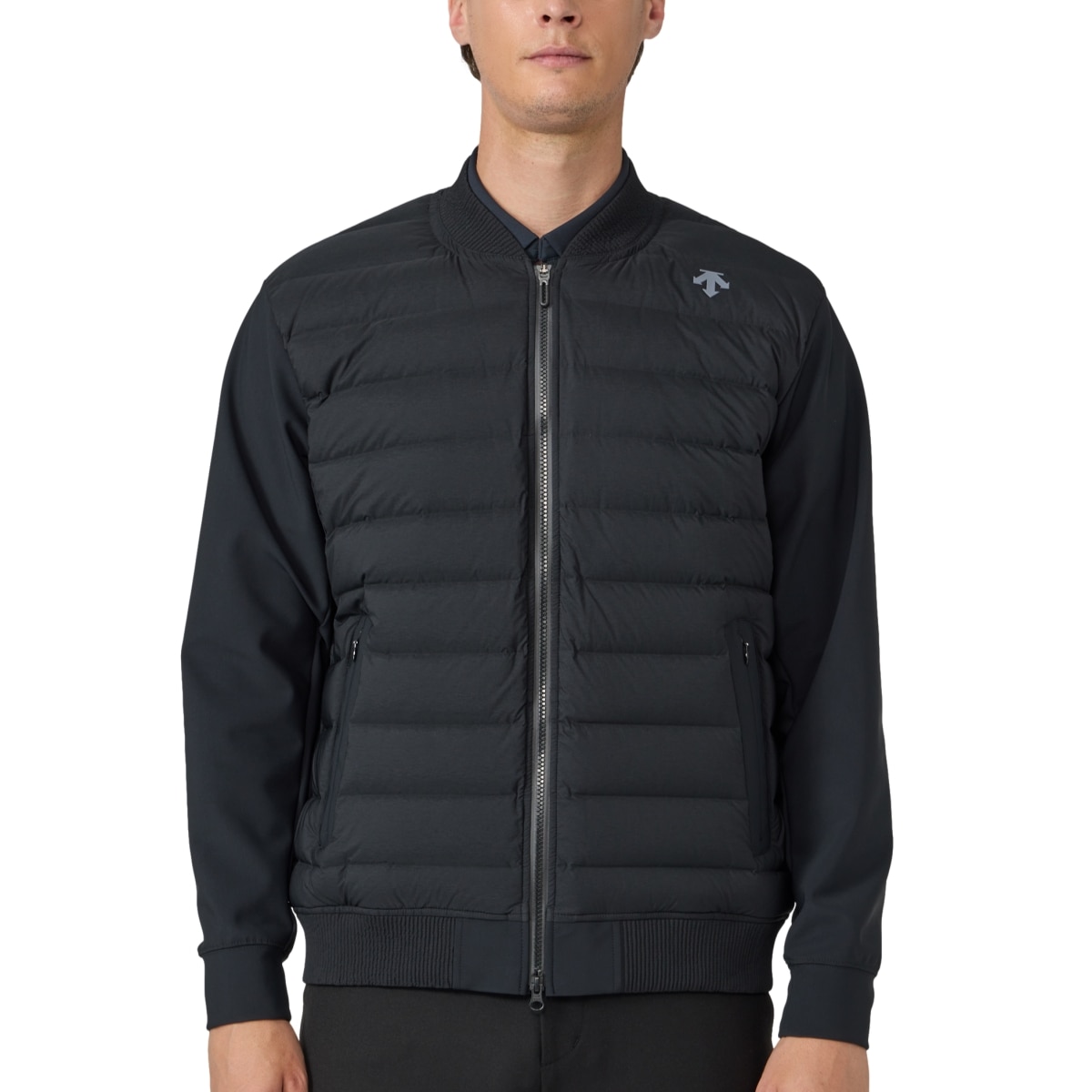 ストレッチ 裏起毛 接結ハイブリッドフルジップダウンジャケット