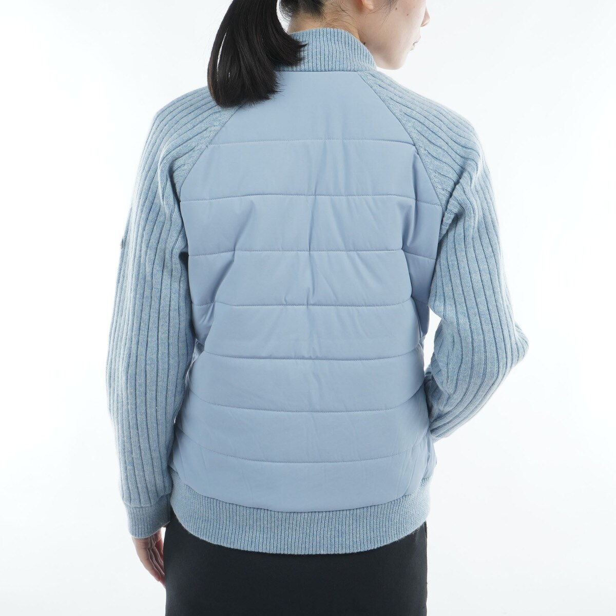 ストレッチ 防風ニットハイブリッドフルジップ中綿ジャケット レディス