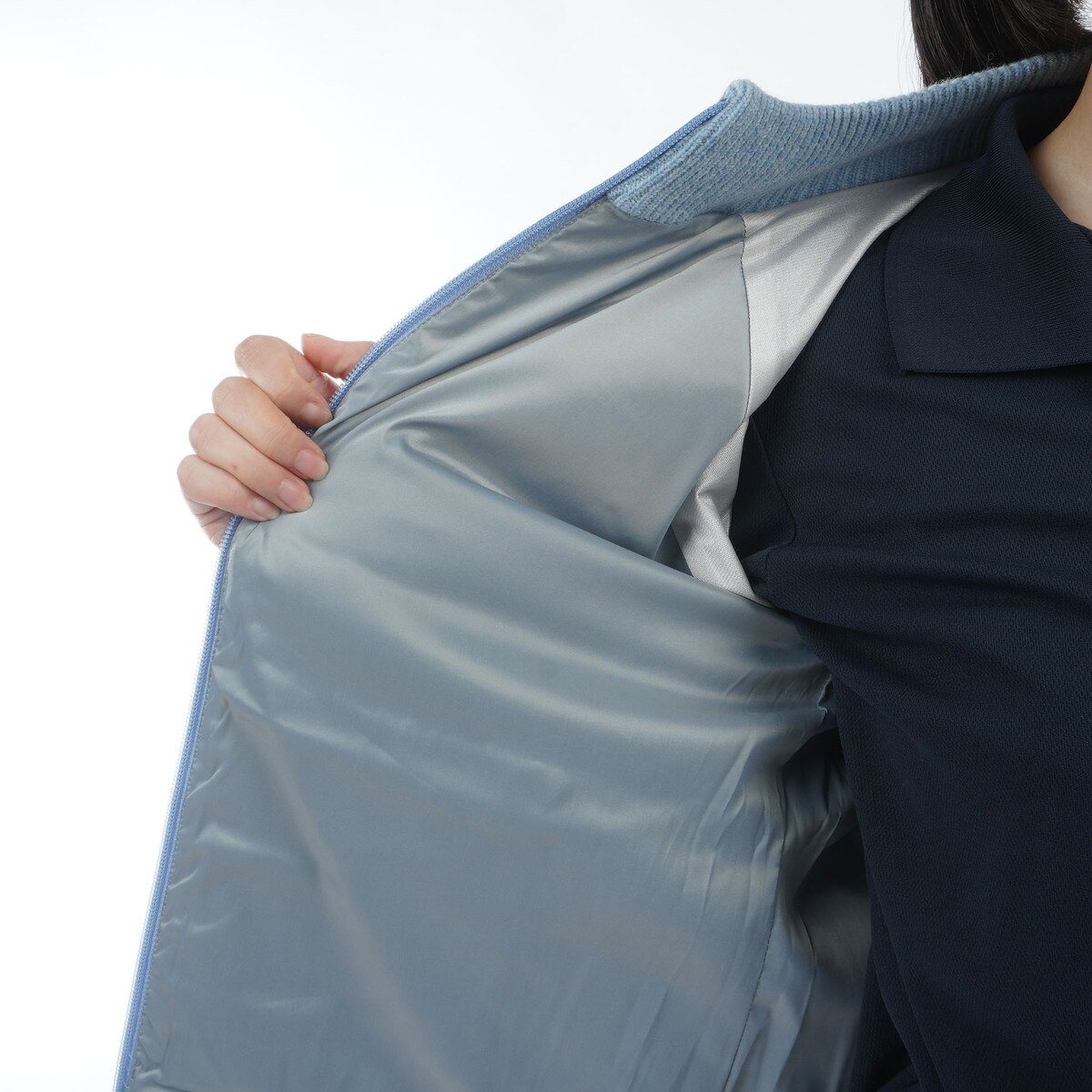 ストレッチ 防風ニットハイブリッドフルジップ中綿ジャケット レディス