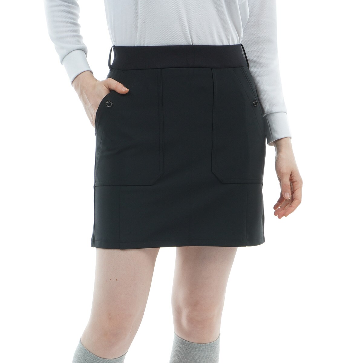 ストレッチ 撥水防風ウエストリブニットボンディング裏起毛スカート