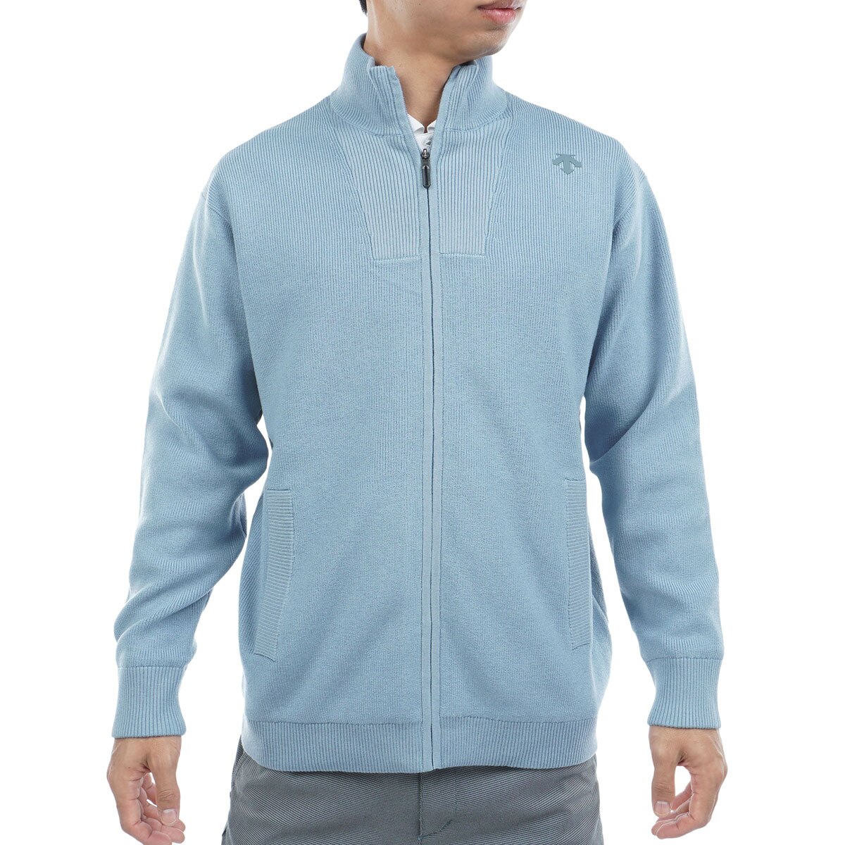 防風裏地付きリブ編みフルジップセーター(中間着(セーター、トレーナー