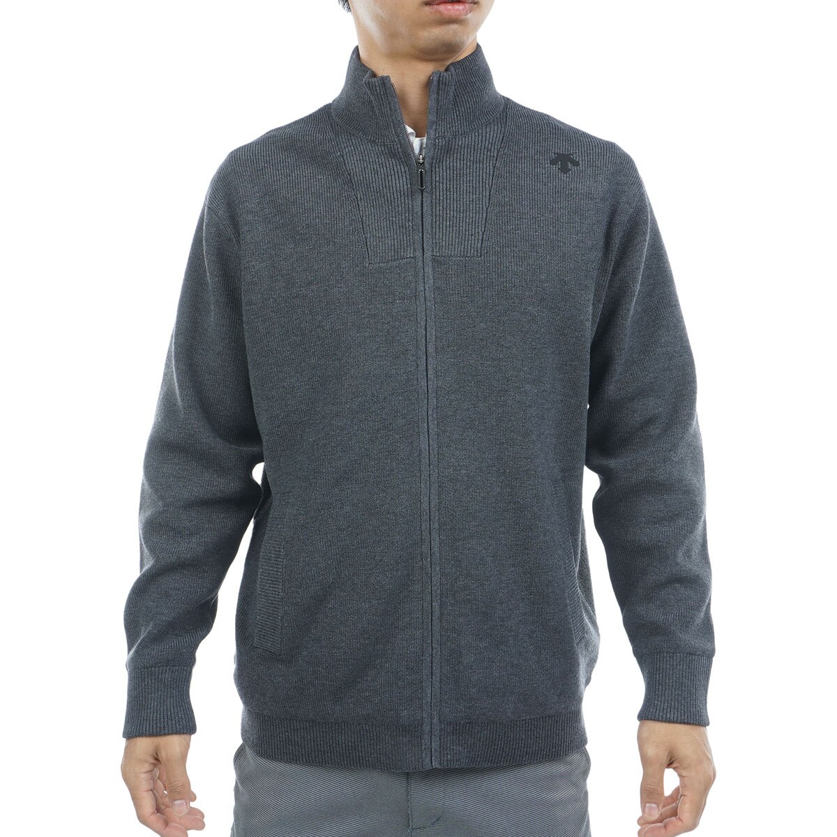 防風裏地付きリブ編みフルジップセーター(中間着(セーター、トレーナー