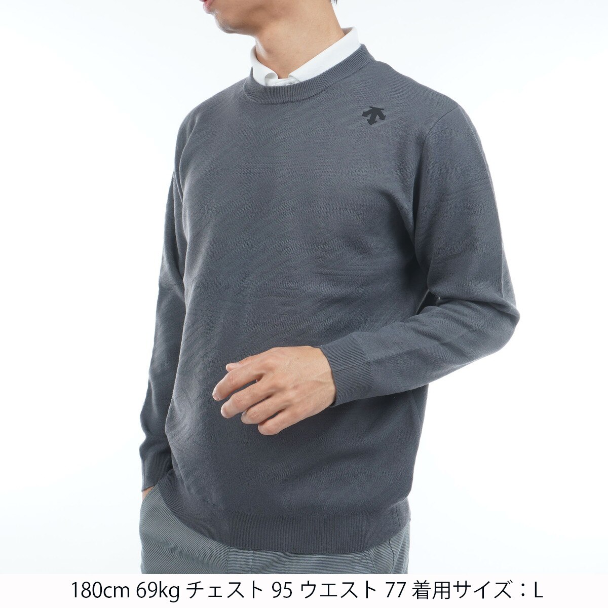 ジャカードクルーネックセーター(中間着(セーター、トレーナー