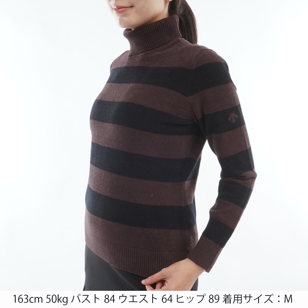 ボーダー柄モールタートルネックセーター レディス(中間着(セーター