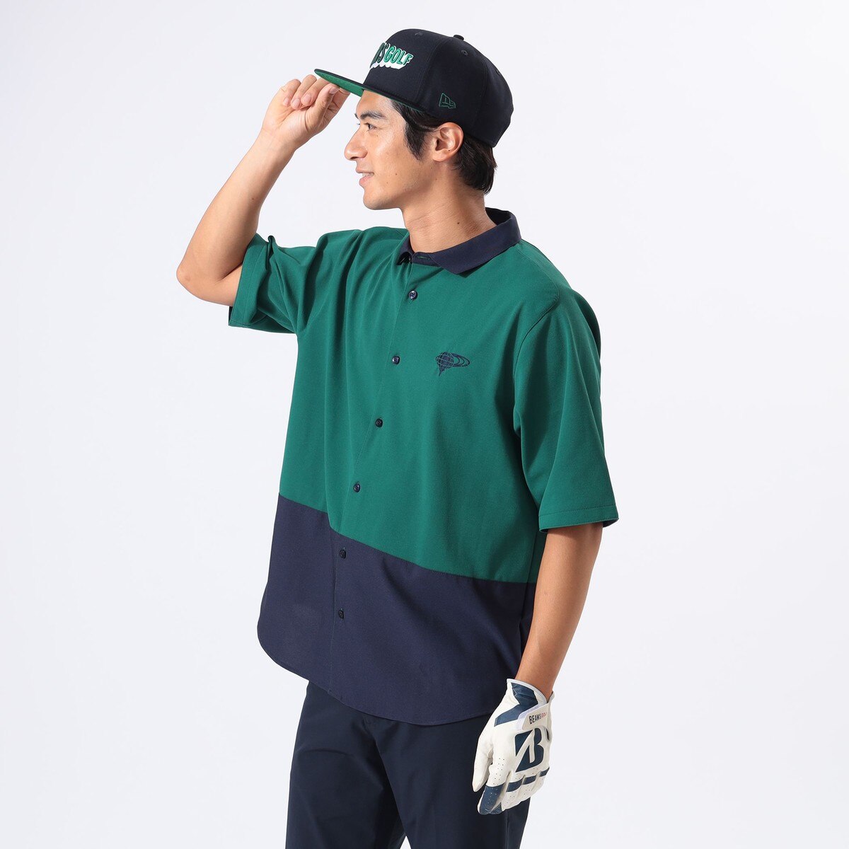 ORANGE LABEL ワイド 切り替え ポロ襟シャツ(半袖シャツ