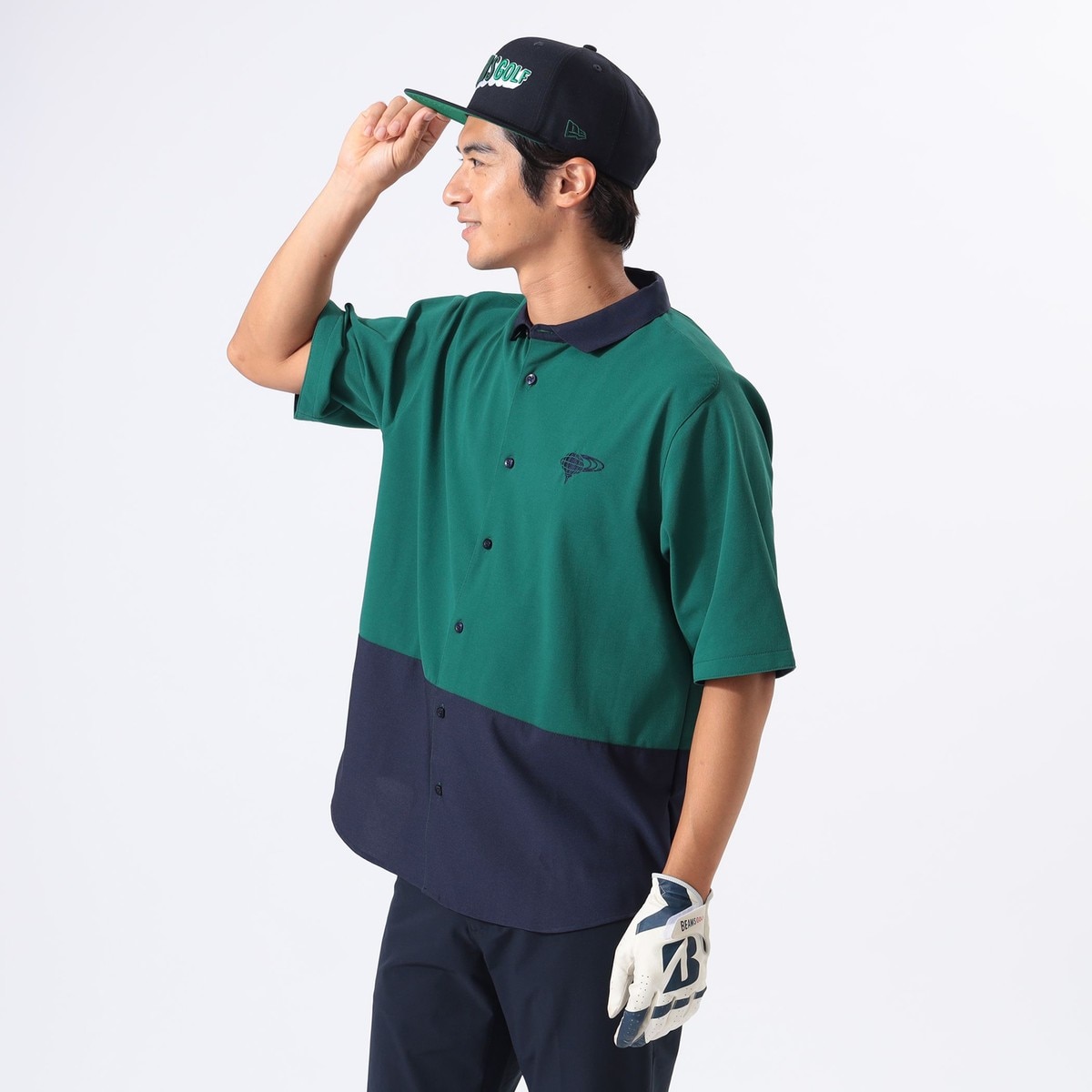 【新品未使用】BEAMS GOLFワイド 切り替え ポロ襟シャツ ORANGE LABEL ワイド 切り替え ポロ襟シャツ(半袖シャツ