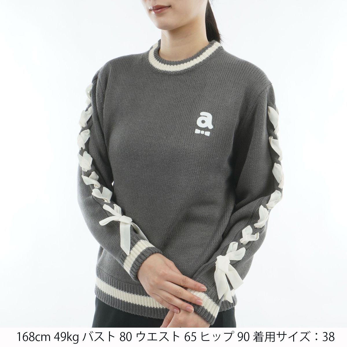 ブレードリボン袖プルオーバーセーター レディス(中間着(セーター