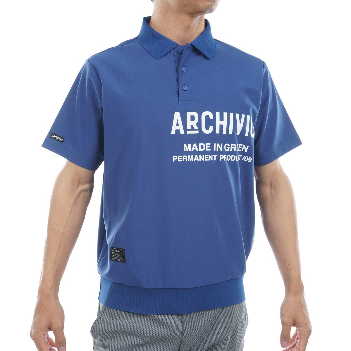 アルチビオ（archivio）ゴルフウェア 半袖 吸汗 速乾 ポロシャツ ライン襟速乾ニット半袖ポロシャツ(半袖シャツ・ポロシャツ)|archivio