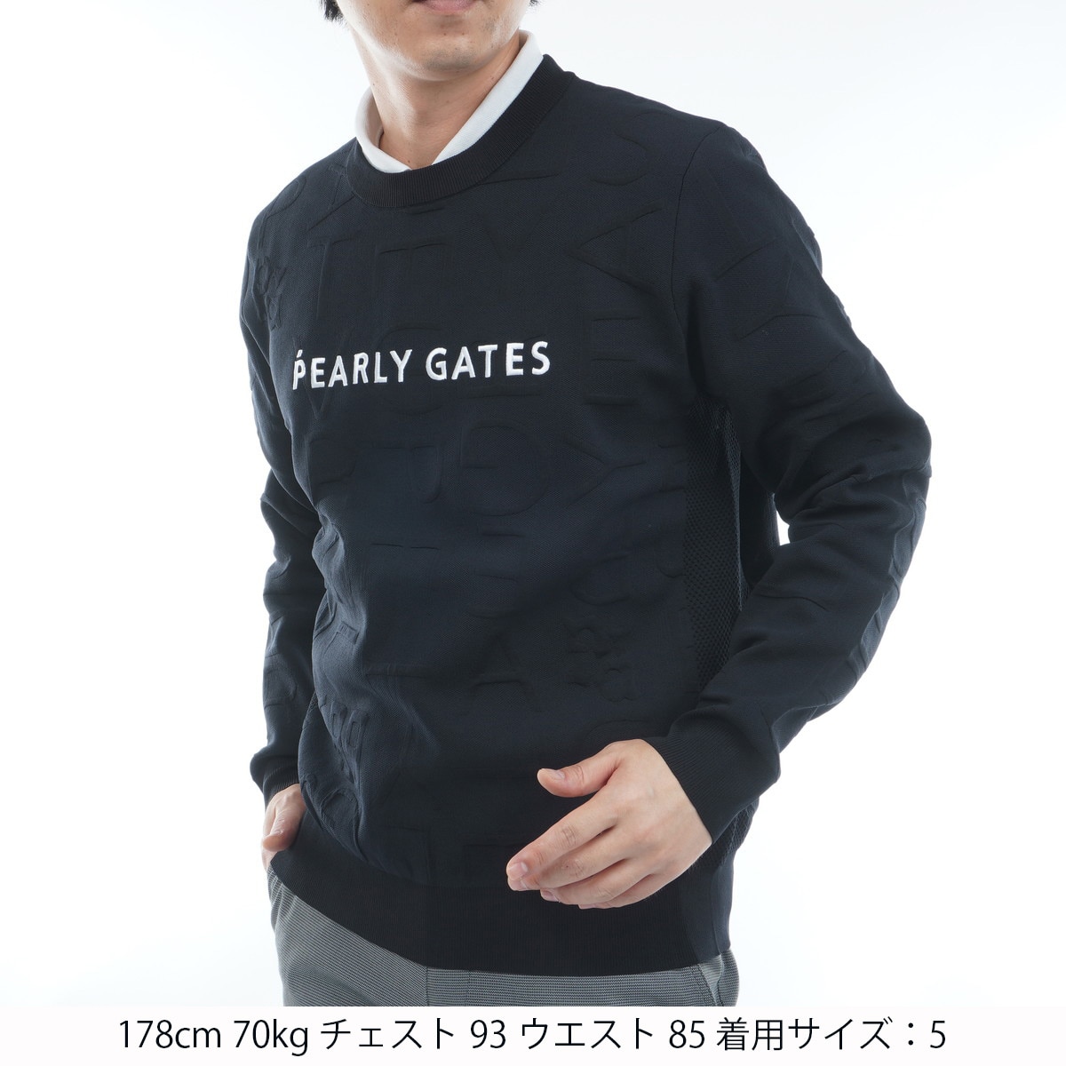 ジャカード ロゴ総柄丸首セーター(中間着(セーター、トレーナー