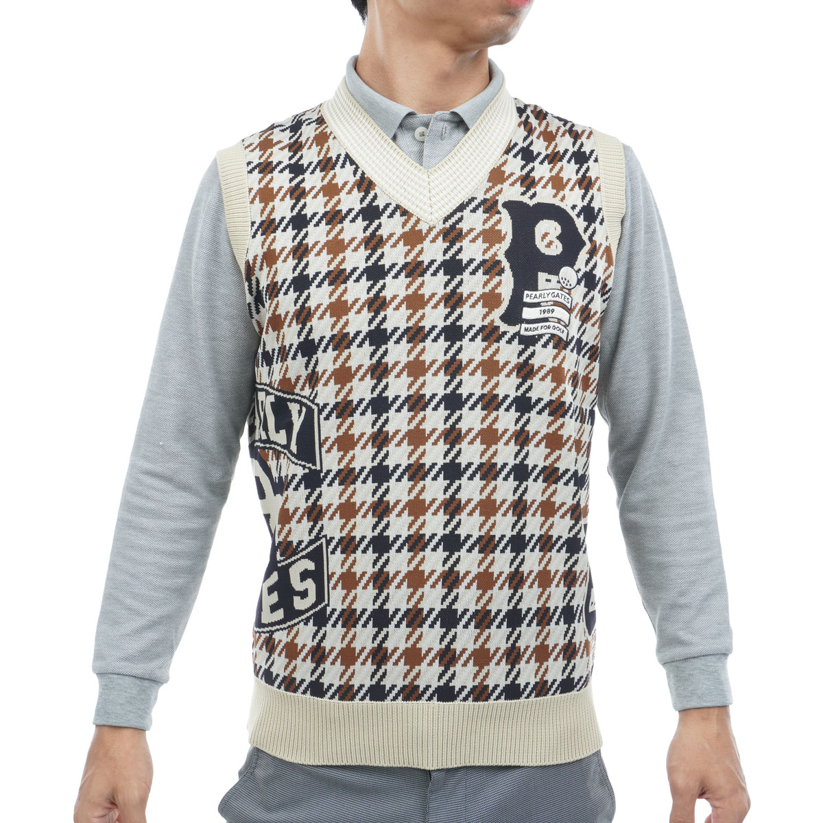 ジャカードガンクラブチェック柄 ニットベスト(ベスト)|PEARLY